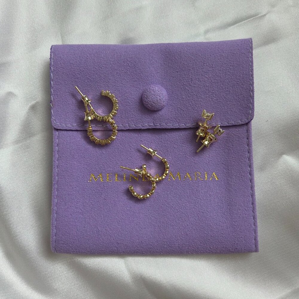 Set of Three Gold Melinda Maria Earrings [NEW!]